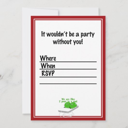 我々はポッドの中の二つのエンドウ豆のように 招待状 (裏面)