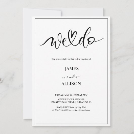 我々はミニマエレガントリストシンプルの結婚 招待状 (正面)