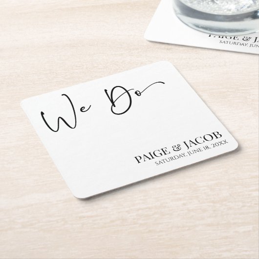 我々はミニマクラシックリモダンミニマルリスト結婚の スクエアペーパーコースター (アングル)