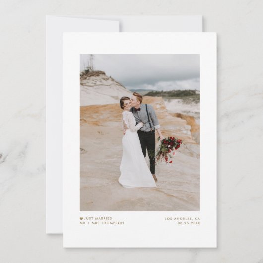 我々はミニマルモダンリストの黒い写真の結婚駆け落ち 案内状 (正面)