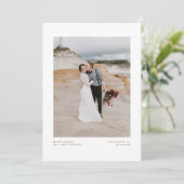 我々はミニマルモダンリストの黒い写真の結婚駆け落ち 案内状 (スタンド正面)
