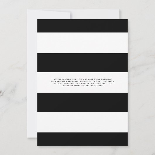 我々はミニマルモダンリストの黒い写真の結婚駆け落ち 案内状 (裏面)