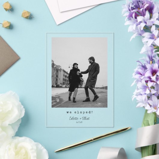 我々はミニマルモダンリストタイポグラフィ写真を駆け落ち アクリル招待状 (インサイチュ (ウェディング))