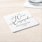 我々はミニマル婚約したスエレガント婚約パーティ スクエアペーパーコースター (アングル)