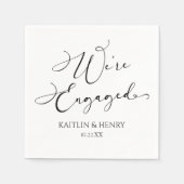 我々はミニマル婚約したスエレガント婚約パーティ スタンダードカクテルナプキン (正面)