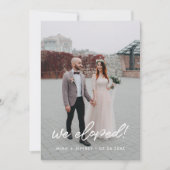 我々はモダン発結婚表の写真カードを落とした 案内状 (正面)