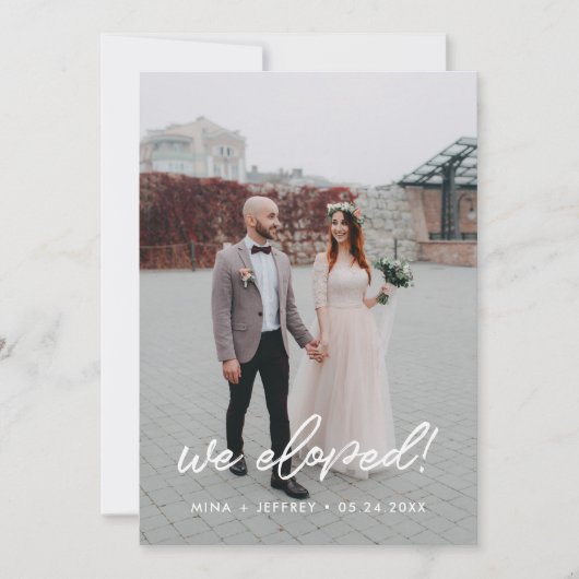 我々はモダン発結婚表の写真カードを落とした 案内状 (正面)