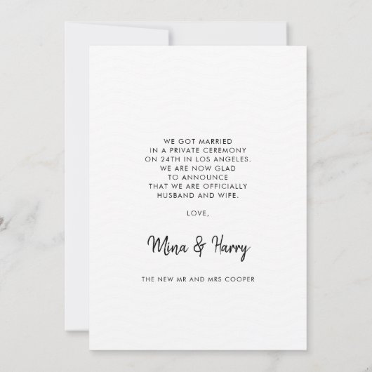 我々はモダン発結婚表の写真カードを落とした 案内状 (裏面)