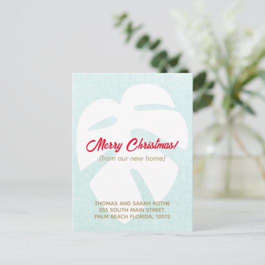 我々はモンステラ熱帯リーフクリスマスポストカを移動 ポストカード (スタンド正面)