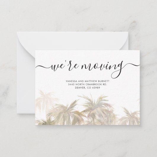 我々はヤシの木のアドレス変更を移動している ノートカード (正面)