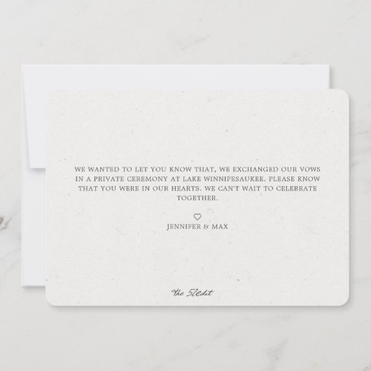 我々はユーカリエレガントプトゥス写真結婚の 案内状 (裏面)