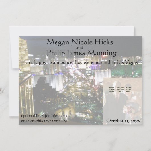 我々はラス結婚したベガスのネバダ州で写真発表 案内状 (正面)