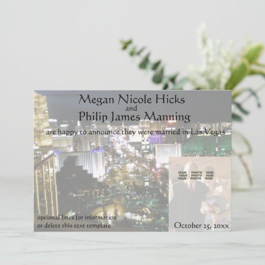 我々はラス結婚したベガスのネバダ州で写真発表 案内状 (スタンド正面)