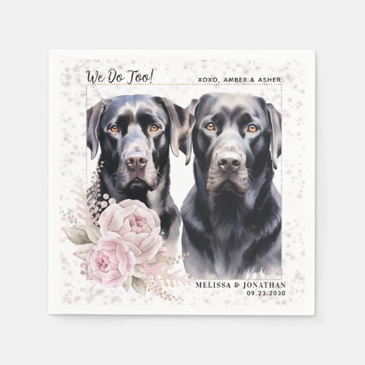 我々はラブラドールリトリエバーフローラ犬結婚の スタンダードカクテルナプキン (正面)