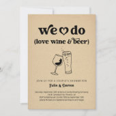 我々はラブワイン&ビールカップルシャワー婚約 招待状 (正面)