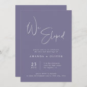 我々はラベンダーパープルミニマリスト駆け落ち 案内状 (正面/裏面)