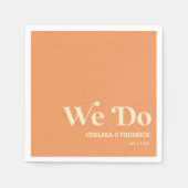 我々はレトロミニマリスト結婚オレンジ スタンダードカクテルナプキン (正面)