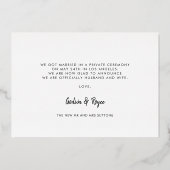 我々はレトロ結婚の写真バラ金ゴールドフォイルカードを駆け落とし 箔招待状 (裏面)