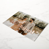 我々はレトロ結婚の写真バラ金ゴールドフォイルカードを駆け落とし 箔招待状 (回転した状態)