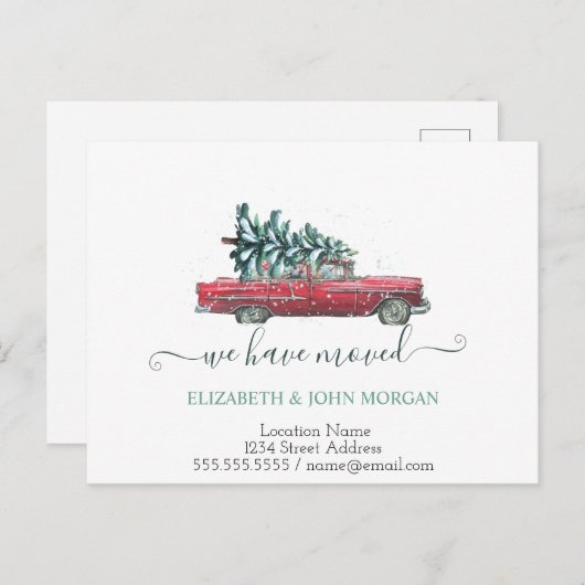 我々はレトロ車の松の木のクリスマスを移動した 案内ポストカード (正面/裏面)