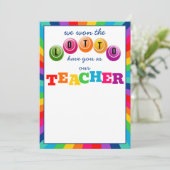 我々はロトを勝ち取った私たちの先生ギフトとして 招待状 (スタンド正面)