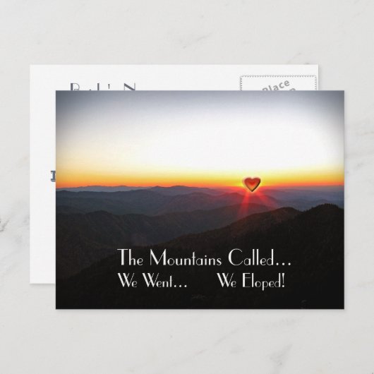 我々はロマンチックな山々が呼ばれる時に駆け落ちした 案内ポストカード (正面/裏面)