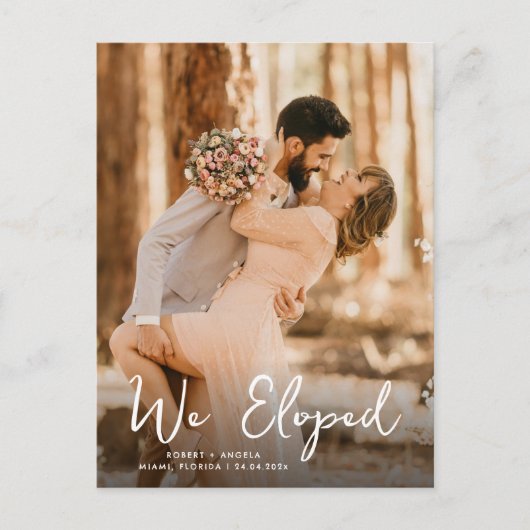 我々はロマンチック結婚な発表を駆け落とした ポストカード (正面)