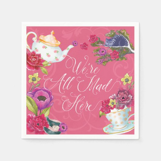 我々はワンダーランドの不機嫌アリスヴィンテージ スタンダードカクテルナプキン (正面)