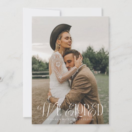 我々はヴィンテージエレガンス結婚の写真を駆け落ち 案内状 (正面)