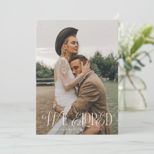 我々はヴィンテージエレガンス結婚の写真を駆け落ち 案内状 (スタンド正面)