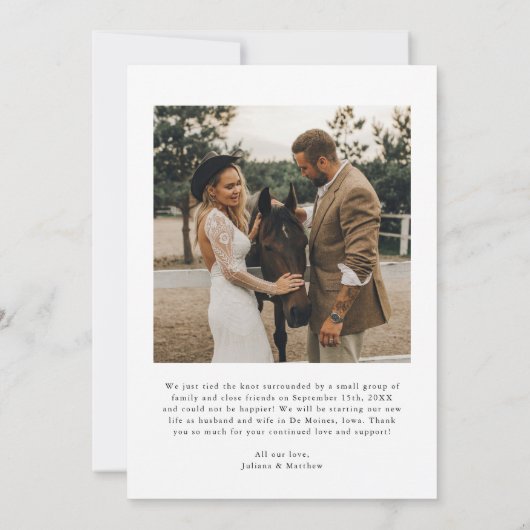 我々はヴィンテージエレガンス結婚の写真を駆け落ち 案内状 (裏面)