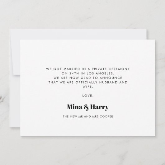 我々はヴィンテージレトロスクリプトの写真カードを駆け落とした 案内状 (裏面)