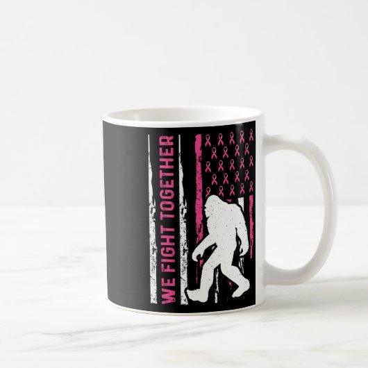 我々は一緒に乳がんアメリカ国旗Bigfと戦う コーヒーマグカップ (右)