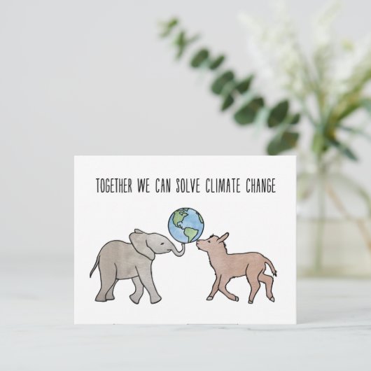 我々は一緒に気候変動を解決 ポストカード (スタンド正面)