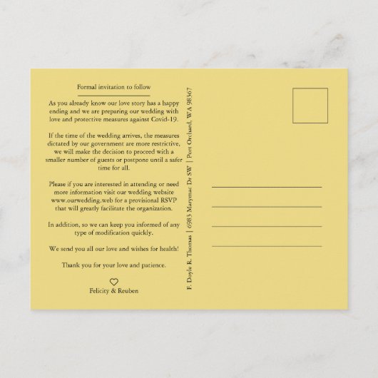 我々は二つの蜂の引用文おもしろいとなるだ結婚ろう 案内ポストカード (裏面)