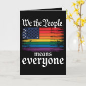 我々は人々は誰もがアメリカ国旗LGBTQを意味する カード (黄色い花)