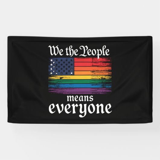 我々は人々は誰もがアメリカ国旗LGBTQを意味する 横断幕 (横)