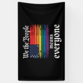 我々は人々は誰もがアメリカ国旗LGBTQを意味する 横断幕 (縦)