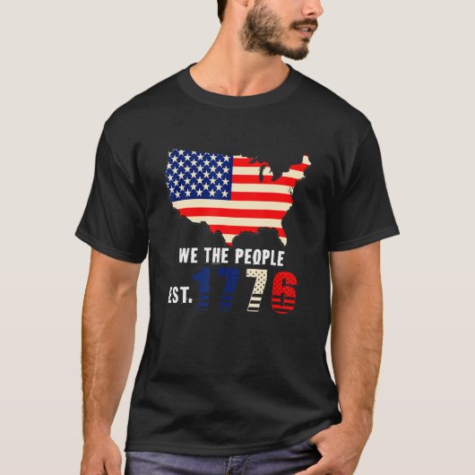 我々は人々Est 1776 Independence Day America Fl Tシャツ (正面)