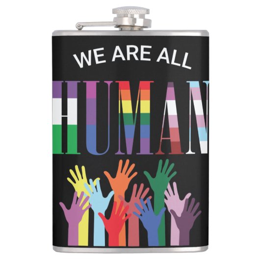 我々は人間の手のカラフルフラッ包まれたクだ フラスク (正面)