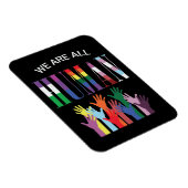 我々は人間の手の柔軟カラフルな磁石である マグネット (右側)