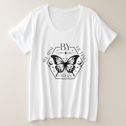 我々は他の蝶のTシャツを持ち上げることによって上昇 プラスサイズTシャツ (デザイン正面)