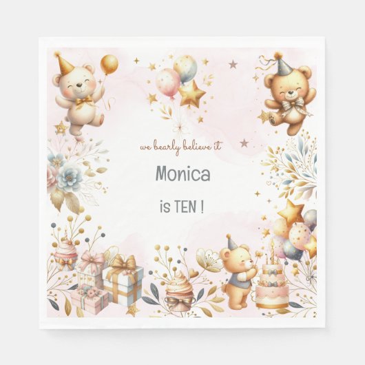 我々は信じ心底よ王室のり、幼児ベアー子供の誕生日 スタンダードランチョンナプキン (正面)