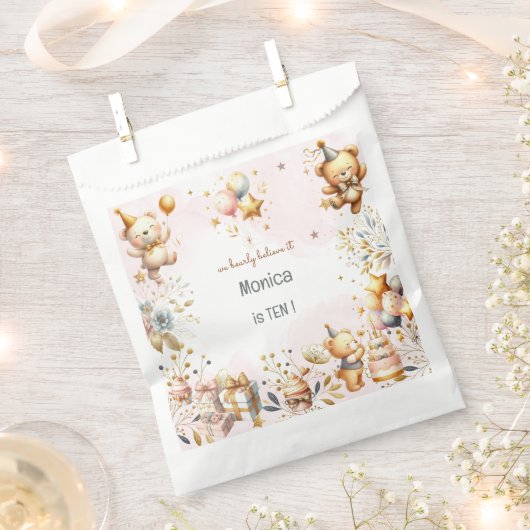 我々は信じ心底よ王室のり、幼児ベアー子供の誕生日 フェイバーバッグ (クリップ留めされた状態)