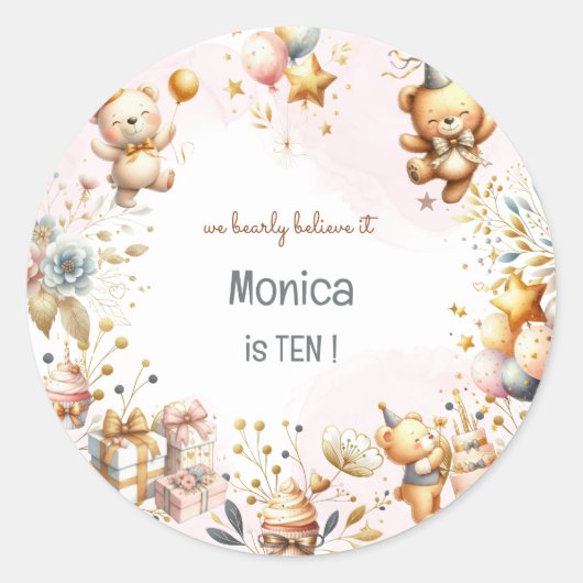 我々は信じ心底よ王室のり、幼児ベアー子供の誕生日 ラウンドシール (正面)