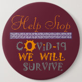 我々は健康生き延びパンデミック救済COVID19ストップを行う 缶バッジ (正面)