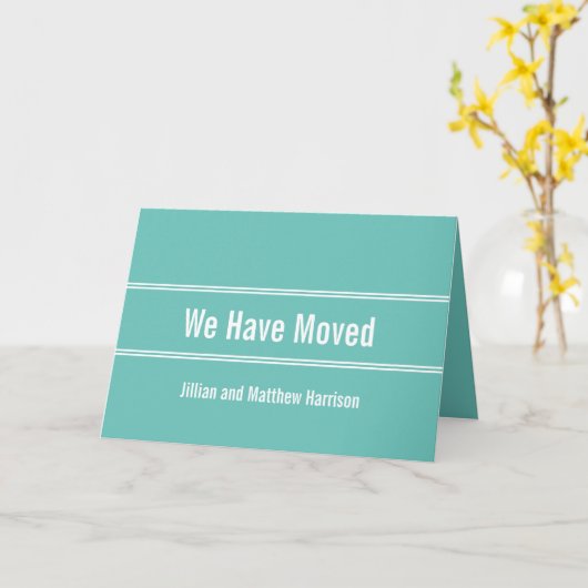 我々は光のティール(緑がかった色)白の動きの発表を移動した カード (黄色い花)