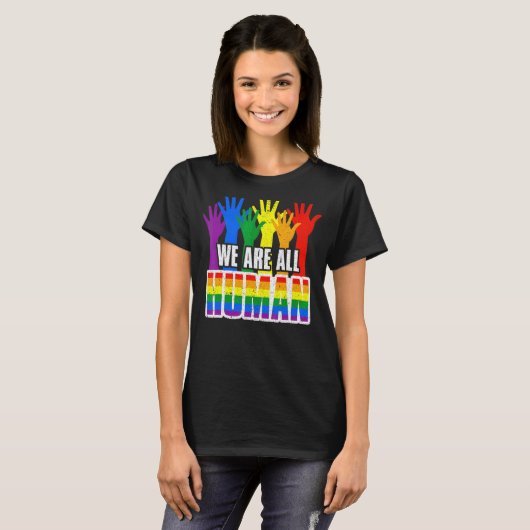 我々は全ての人間Lgbtゲイ権利プライドAlly Lgbtq Tシャツ (正面フル)