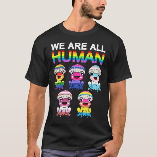 我々は全ての人間LgbtレインボーカエルLgbtqフラグゲイ Tシャツ (正面)