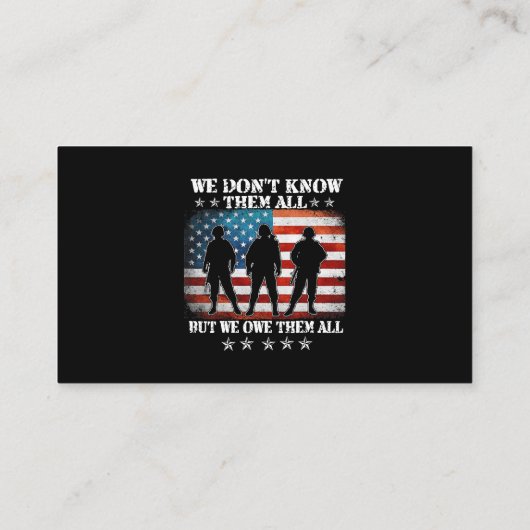 我々は全てを知らないが我々は全ての退役軍人を負う 名刺 (裏面)